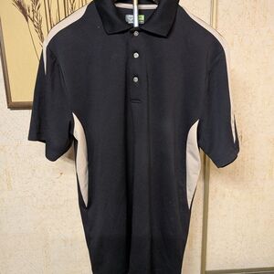 Men's Black and Cream Polo Shirt